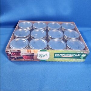 Ball Quilted Crystal Jars 12 quarter pint jars with lids and bands 4 oz
